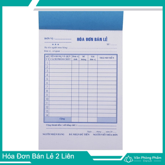 Hóa Đơn Bán Lẻ 2 Liên 100 Tờ (13cm x 19cm)