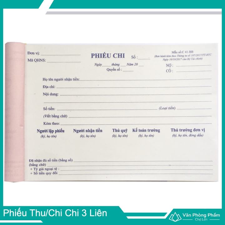 Phiếu Thu - Phiếu Chi 3 Liên 150 Tờ (13cm x 19cm)