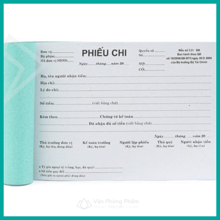 Phiếu Thu - Chi 1 Liên 100 Tờ - For 70 (13cm x 19cm)